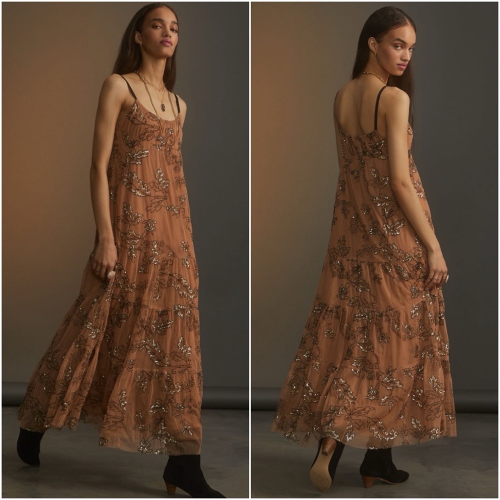 🆕 MAEVE Sequined Tulle Midi Dress S - Picture 2 of 8